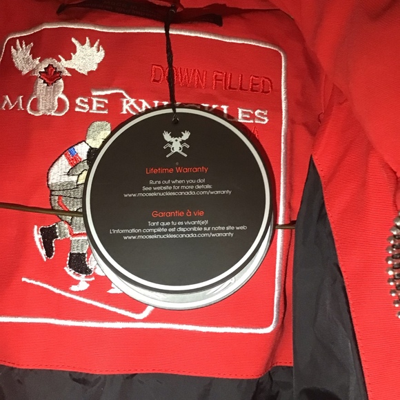 NWT Moose Knuckles Canada Down Filled Hoodie Fur Red/black Womens XXL - Picture 4 of 6